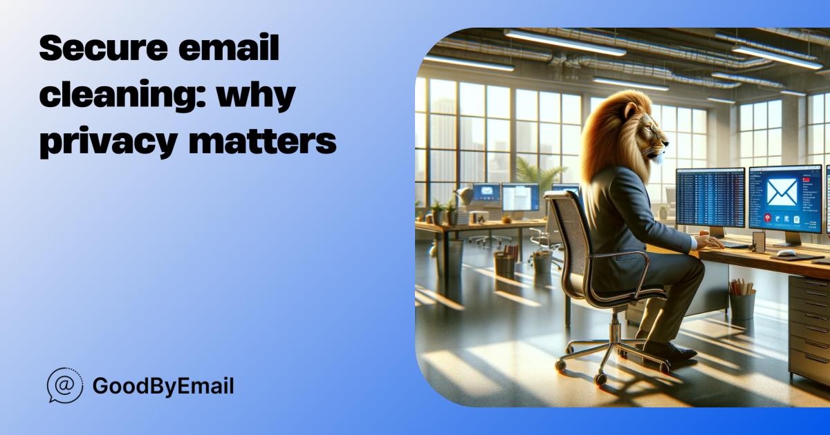 An overflowing email inbox surrounded by security shields and locks, with lurking shadows representing potential data threats. A beacon of light highlights a privacy-focused tool amidst the chaos, symbolizing protection and safety in digital communication.