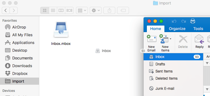 Legacy Outlook drag and drop feature